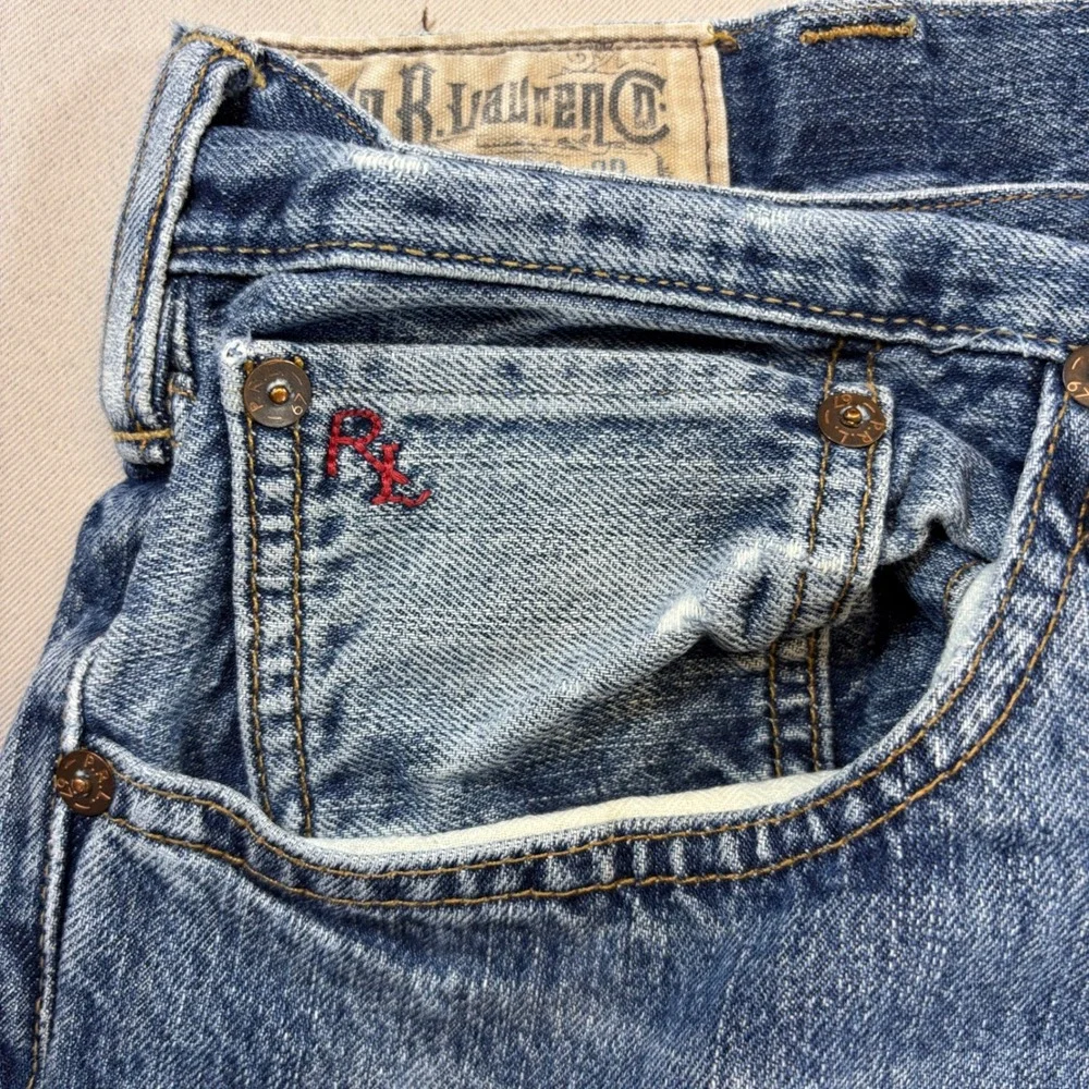 Polo Ralph Lauren Jeans Mens 38x32 Medium Wash Straight Leg Denim Casual A576